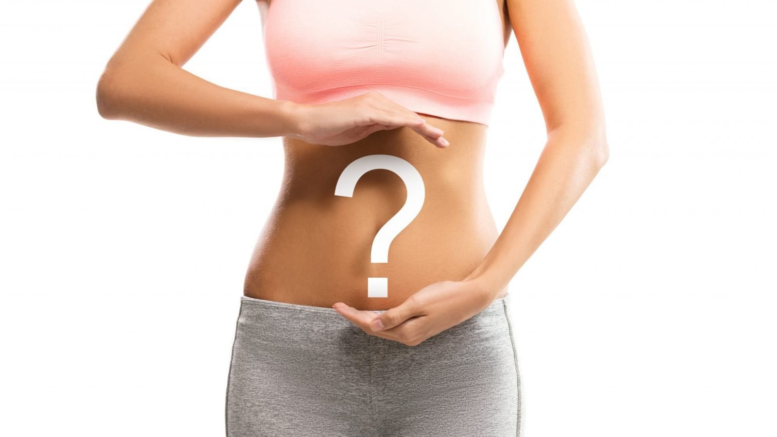 woman with question mark over her abdomen