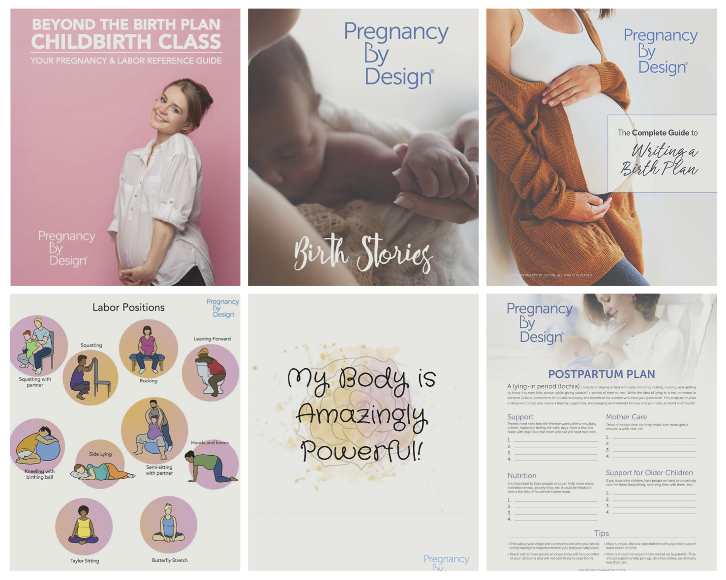 collage-of-printables-in-beyond-the-birth-plan-childbirth-course